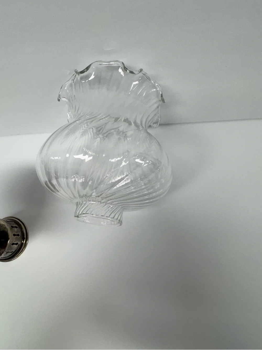 Towle Classic Clear Glass Hurricane Lamp with Silver Plated Base